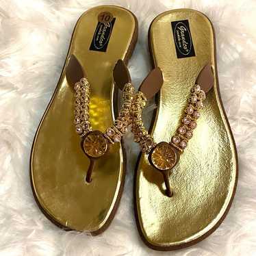 NEW Grandco Gold Bead SANDALS SZ 10 Womens Shoes P