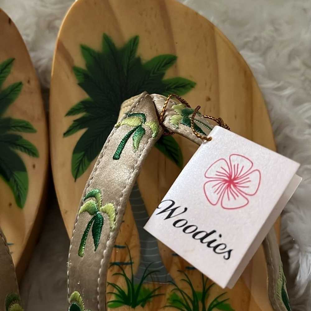 Woodies Vintage Shoes Wooden Sandals HAND PAINTED… - image 6