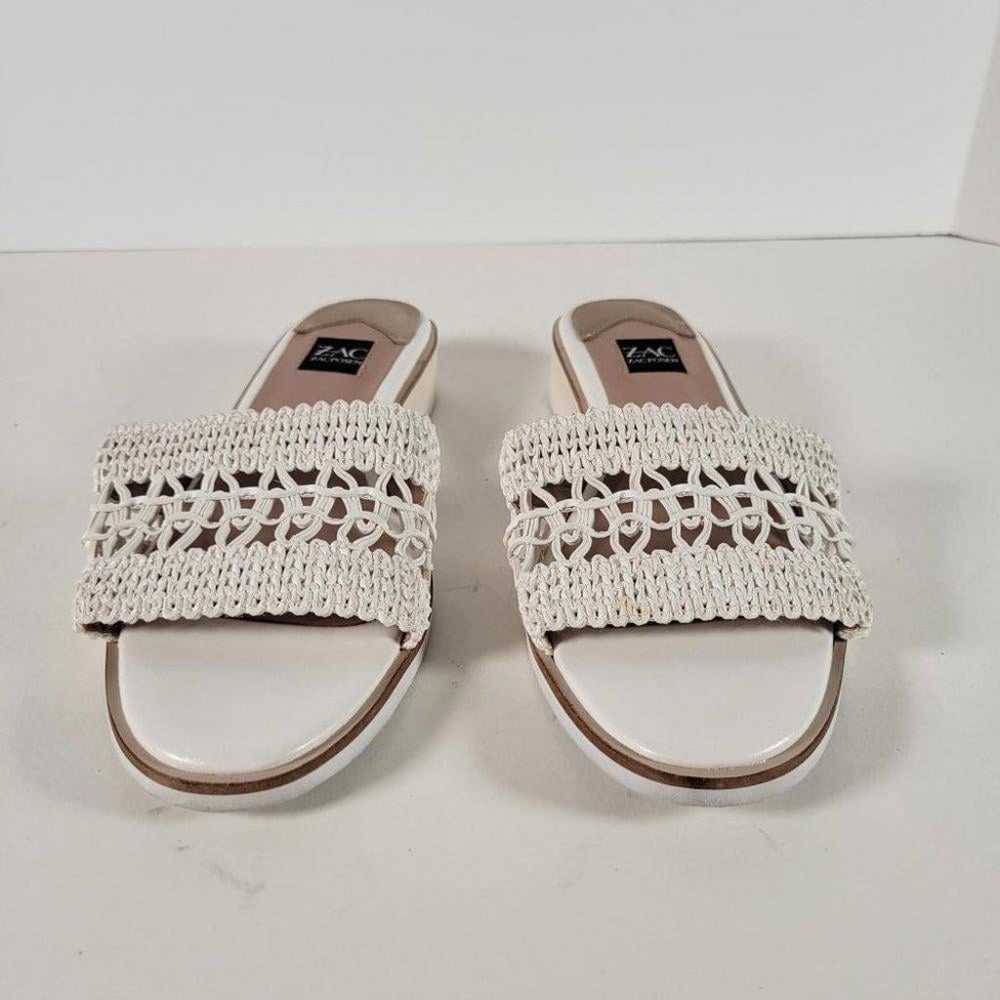 Zac Posen White Textured Woven Wedge Sandals Wome… - image 9