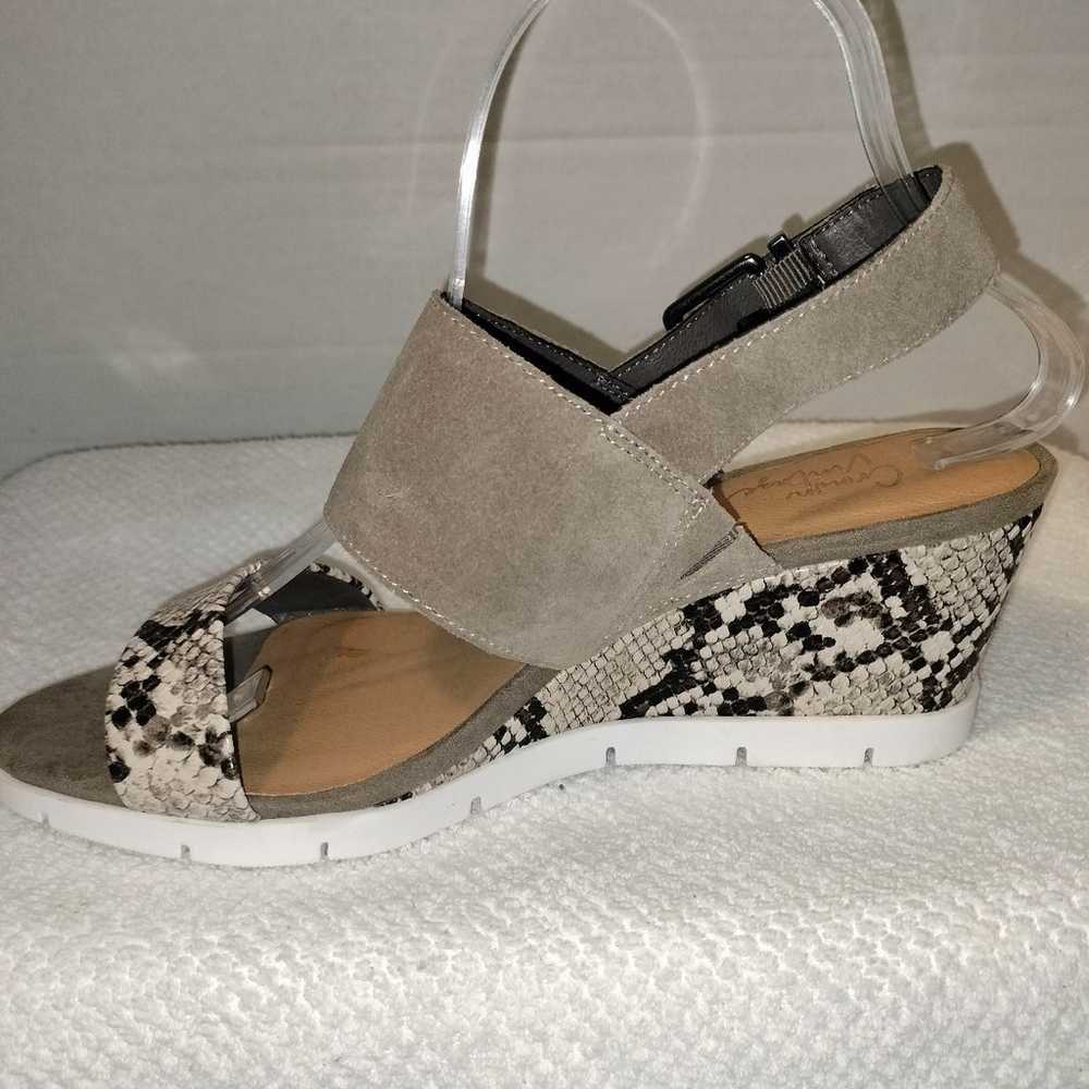 Crown Vintage Women's Snakeskin Print Wedge Sanda… - image 7