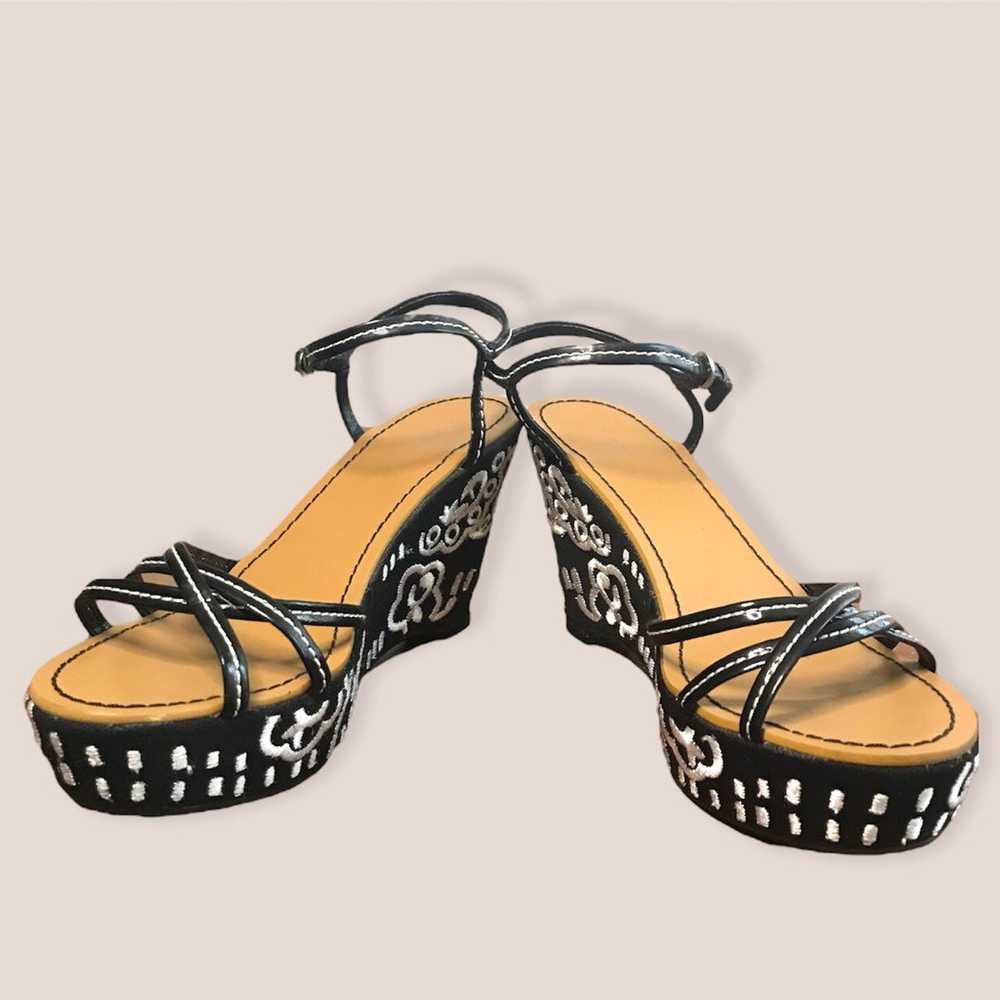 Vintage Y2K Embroidered Wedge Heels - image 2