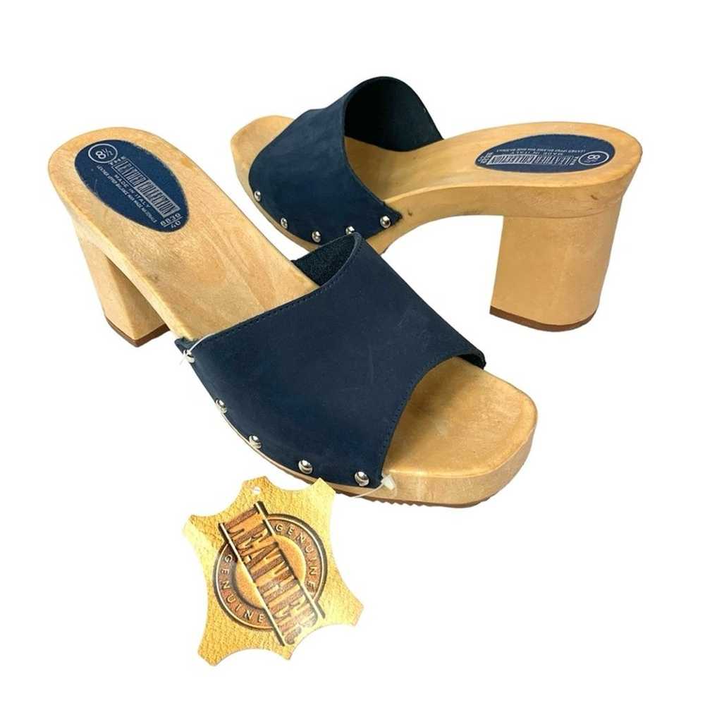 Vtg 90s Y2k Platform Sandals Size 8.5 Navy Leathe… - image 1