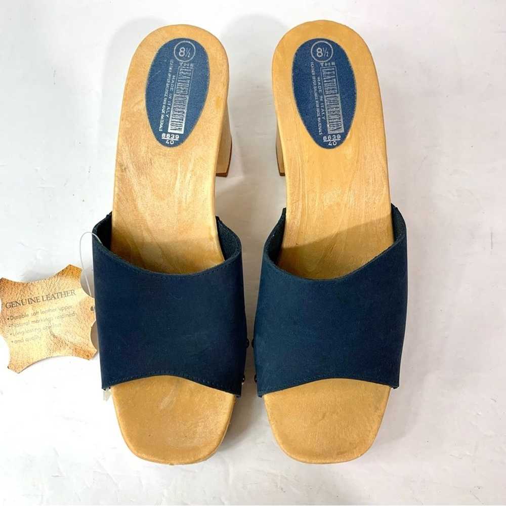 Vtg 90s Y2k Platform Sandals Size 8.5 Navy Leathe… - image 2