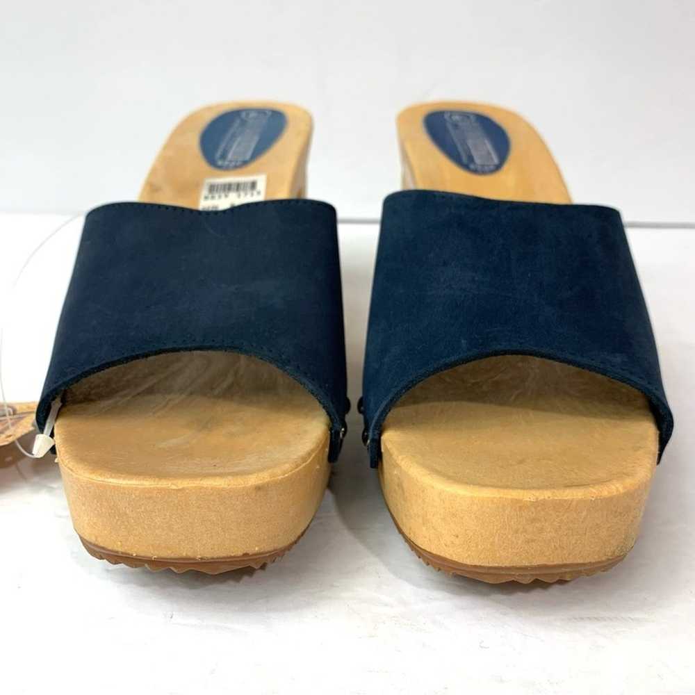 Vtg 90s Y2k Platform Sandals Size 8.5 Navy Leathe… - image 3