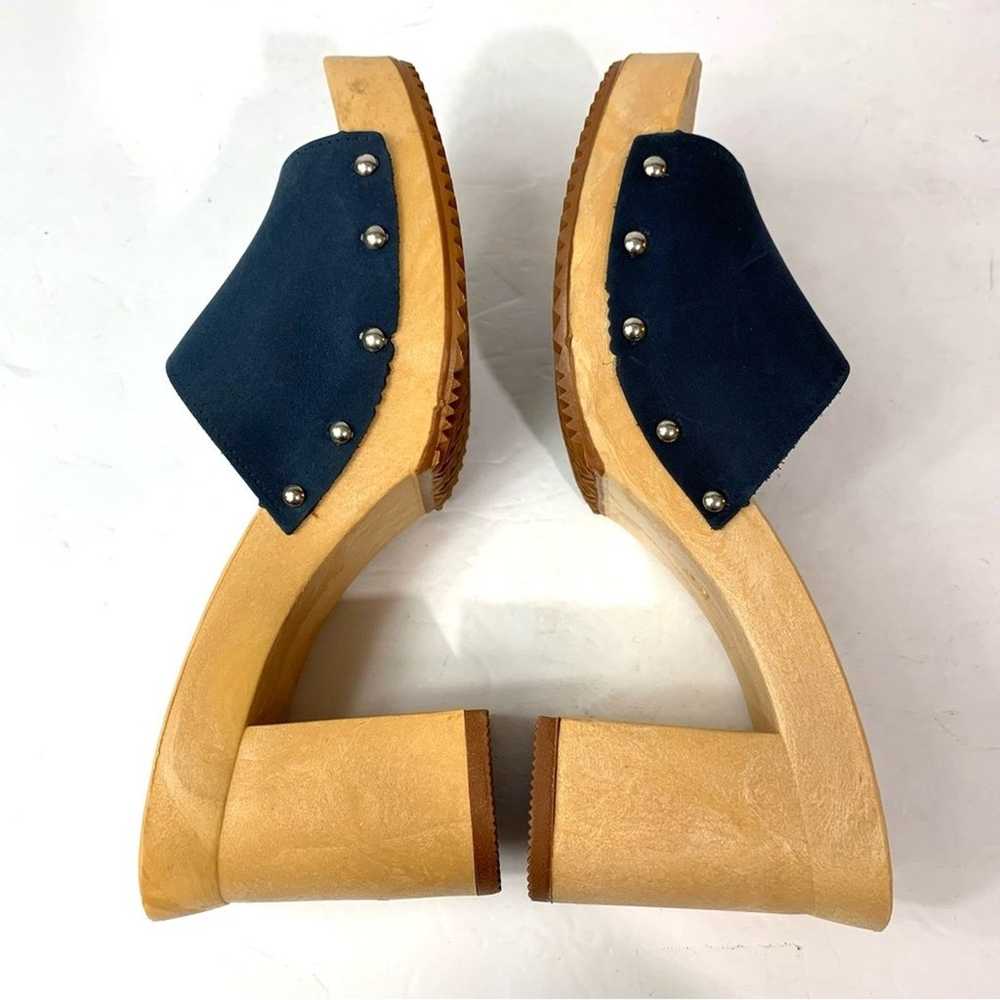 Vtg 90s Y2k Platform Sandals Size 8.5 Navy Leathe… - image 5