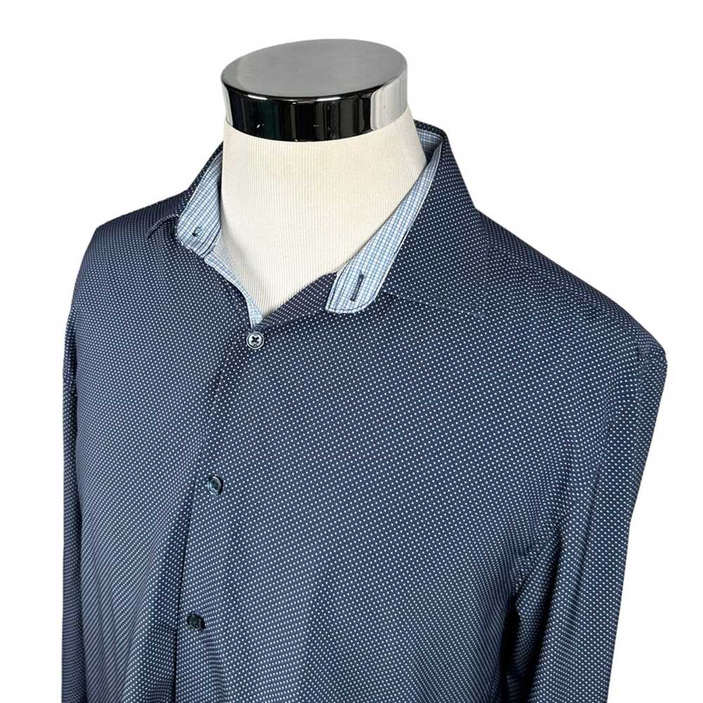 Wrk Wrk Button Up Shirt Blue Polka Dot 4 Way Stre… - image 6