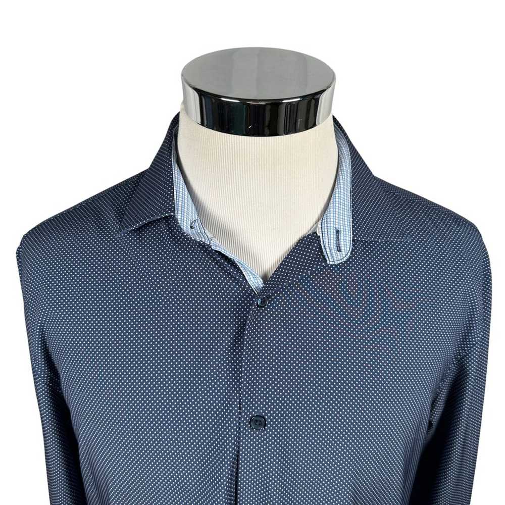 Wrk Wrk Button Up Shirt Blue Polka Dot 4 Way Stre… - image 7