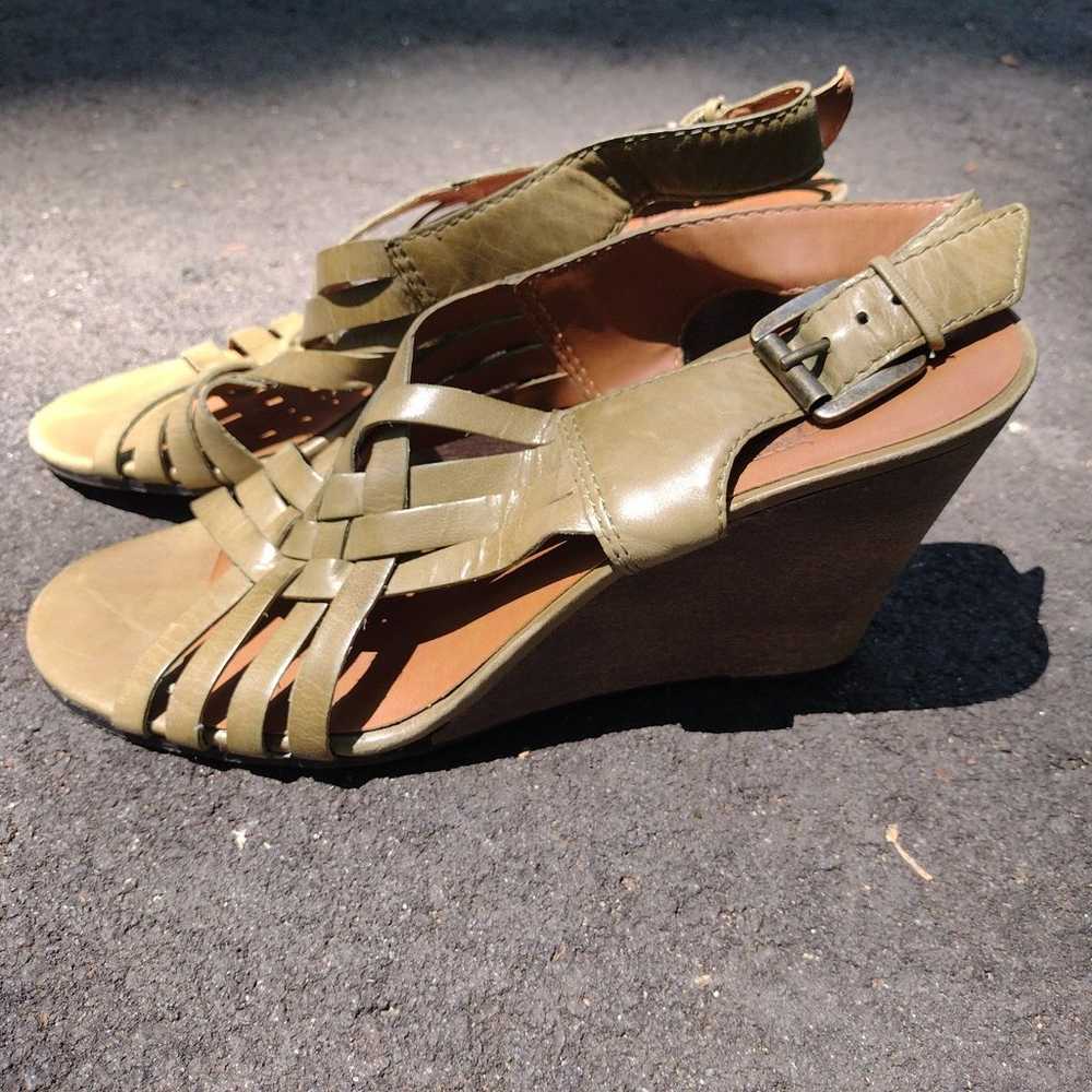 Nine West Vintage Olive Green Slingback Wedge San… - image 3