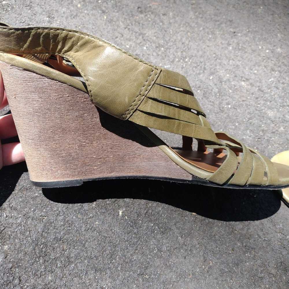 Nine West Vintage Olive Green Slingback Wedge San… - image 5