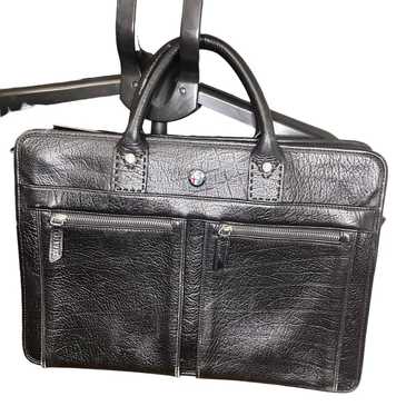 Vintage Alfa Romeo Black Leather Briefcase Compute