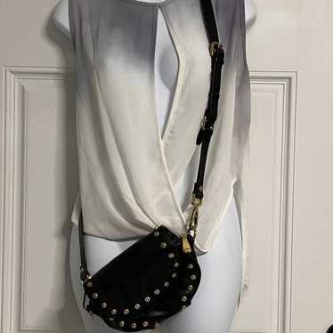 Black STUD SENSE Leather Mini Crossbody Bag