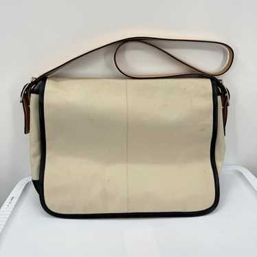 Vintage COACH 5149 Large Canvas Leather Messenger… - image 1