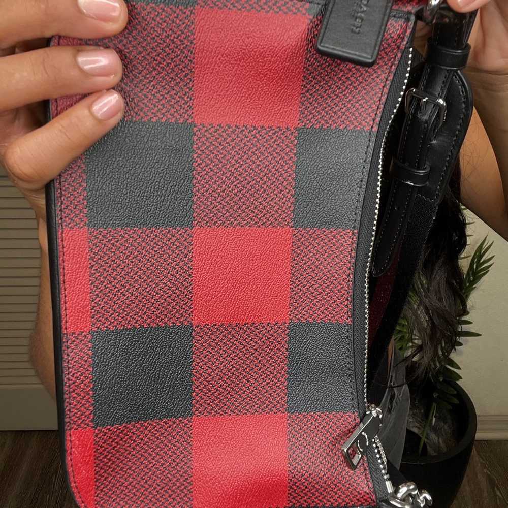 Official Coach Red Black Buffalo Plaid Print Jes … - image 6