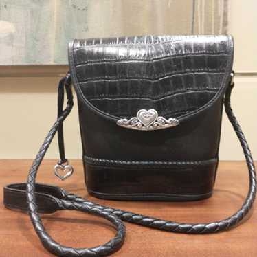 Brighton Melanie outlet Vintage 1996 Leather Heart Croc Embossed Crossbody Bucket Bag