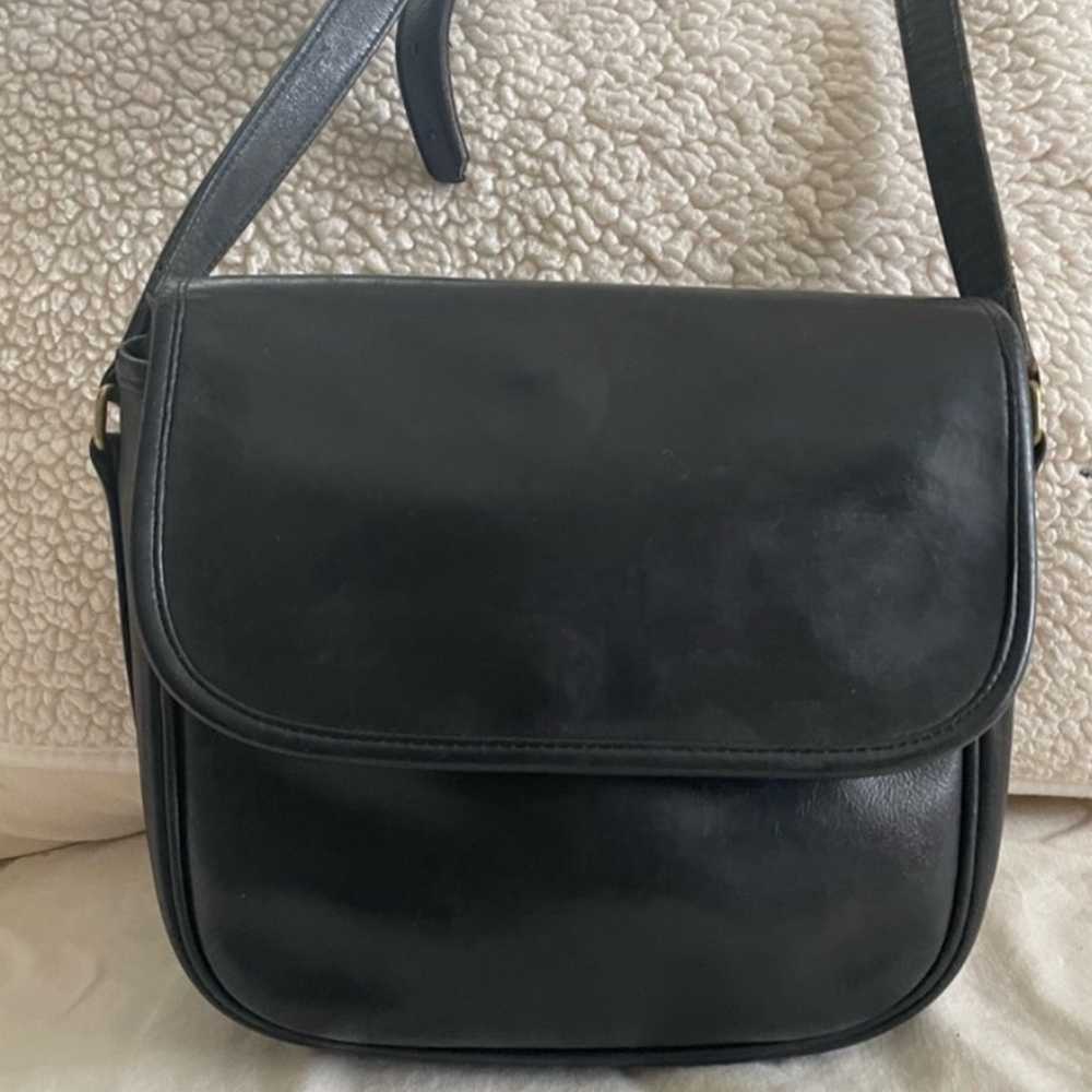 Coach vintage black leather crossbody bag - image 1