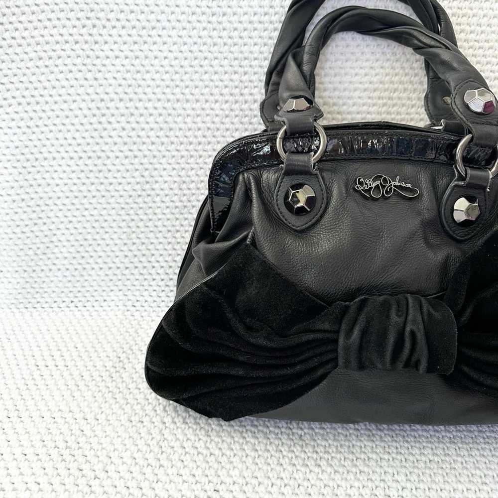 Betsey Johnson Vintage Y2K Top Handle Satchel Bla… - image 2