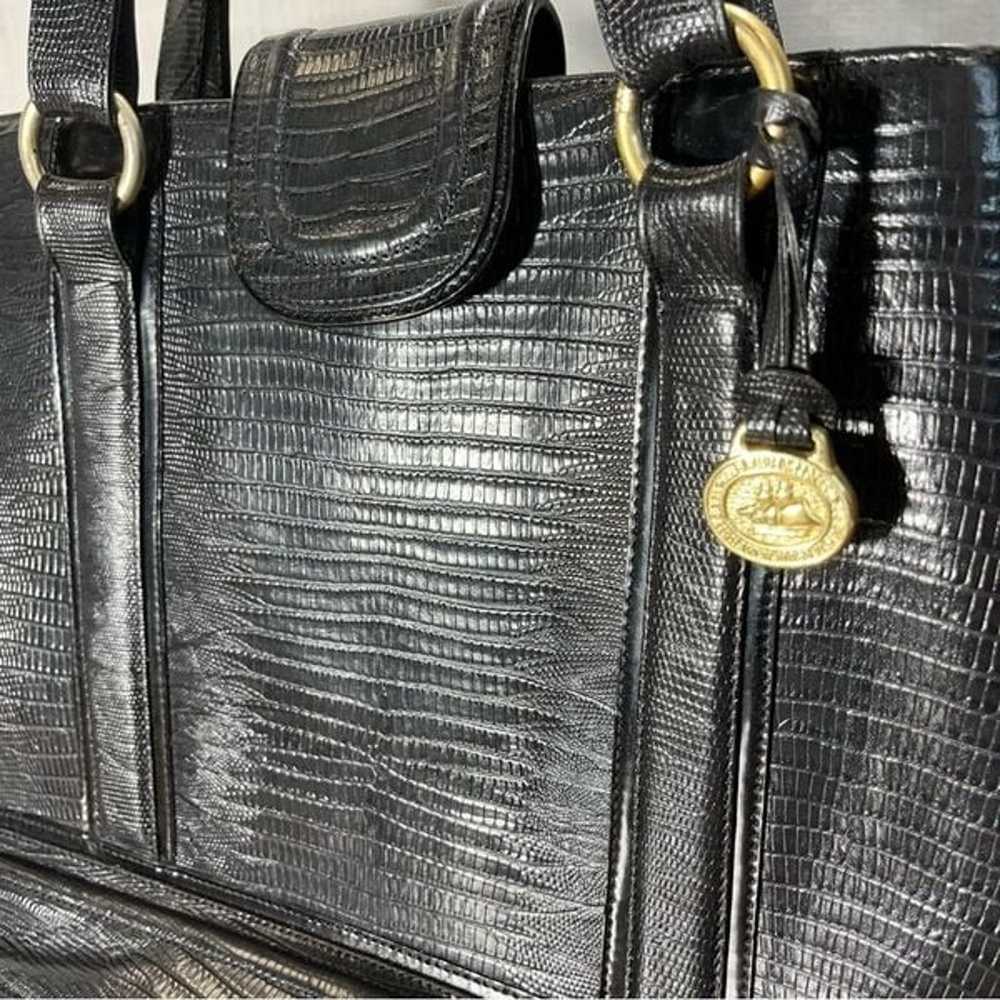 BRAHMIN Rare Vintage Embossed Black Leather Bucke… - image 5