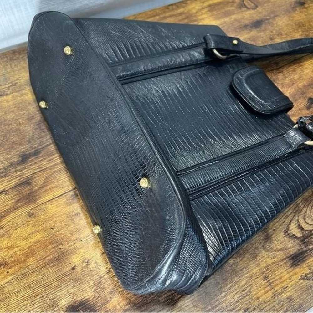 BRAHMIN Rare Vintage Embossed Black Leather Bucke… - image 7