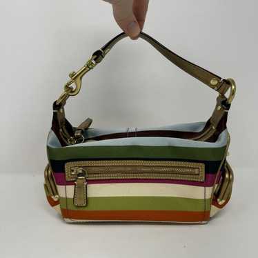 Coach Vintage Y2K Mini Satin Leather Striped Top … - image 1