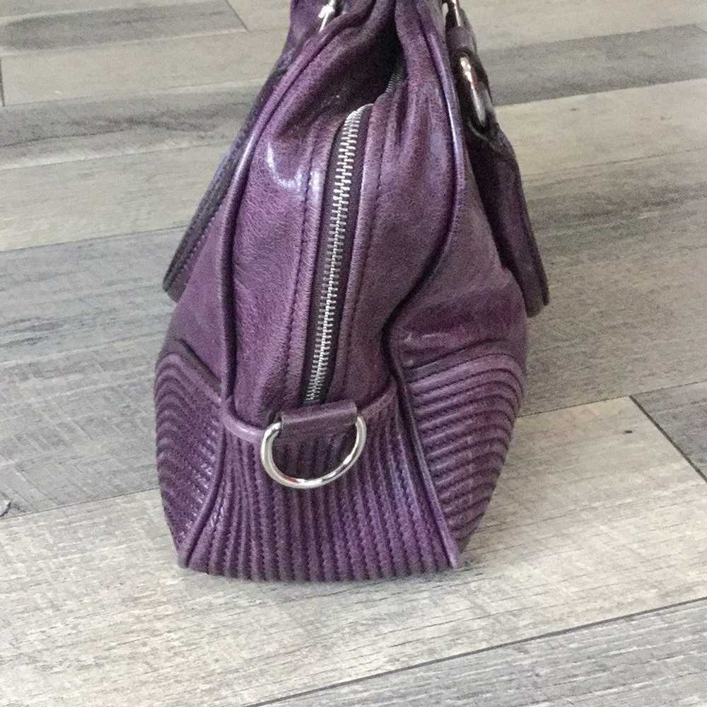 Medium Purple Leather bowling bag tote - image 4