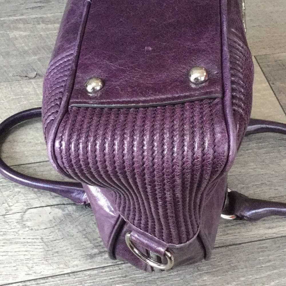 Medium Purple Leather bowling bag tote - image 5