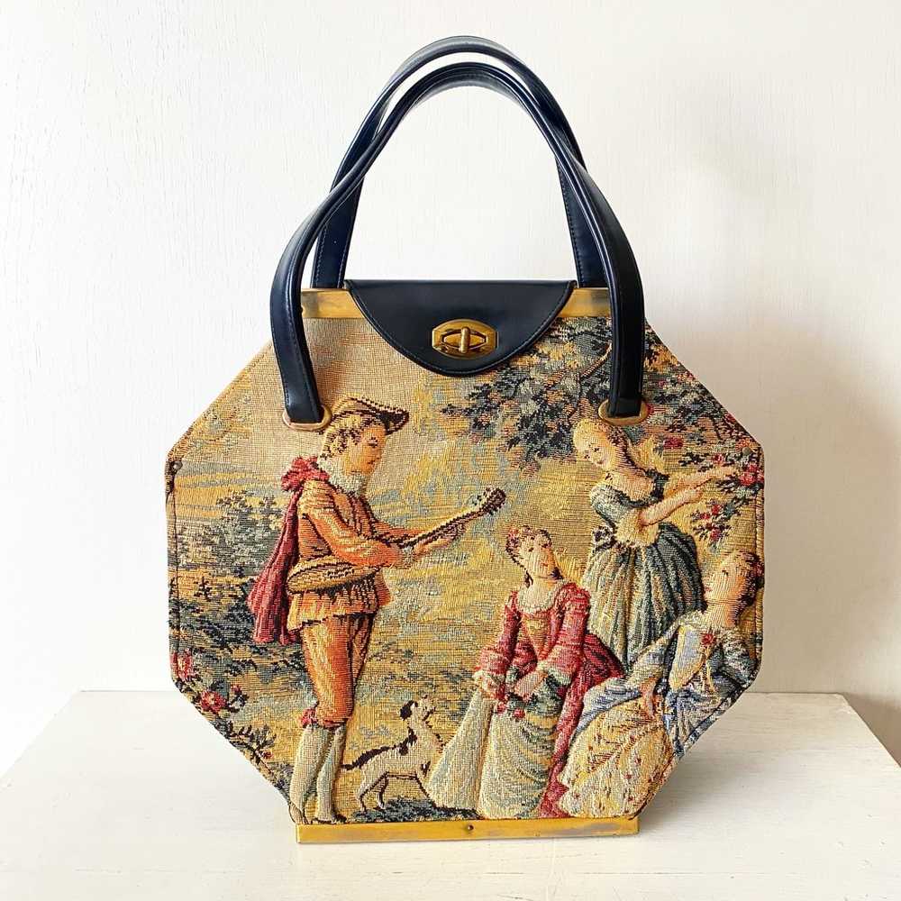 Vintage Quilted Romanticism Tapestry Handbag - image 1