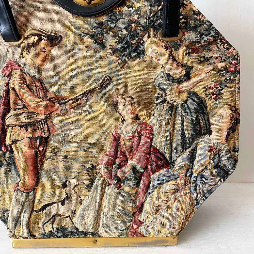 Vintage Quilted Romanticism Tapestry Handbag - image 6