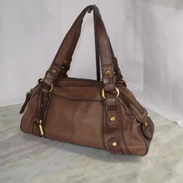 Vintage Fossil brown leather carry all satchel/sh… - image 1