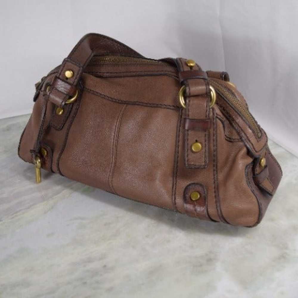 Vintage Fossil brown leather carry all satchel/sh… - image 4