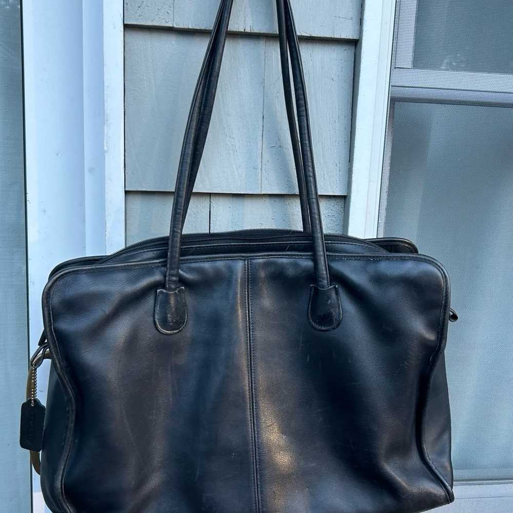 Vintage Coach black leather Messenger Bag - image 11