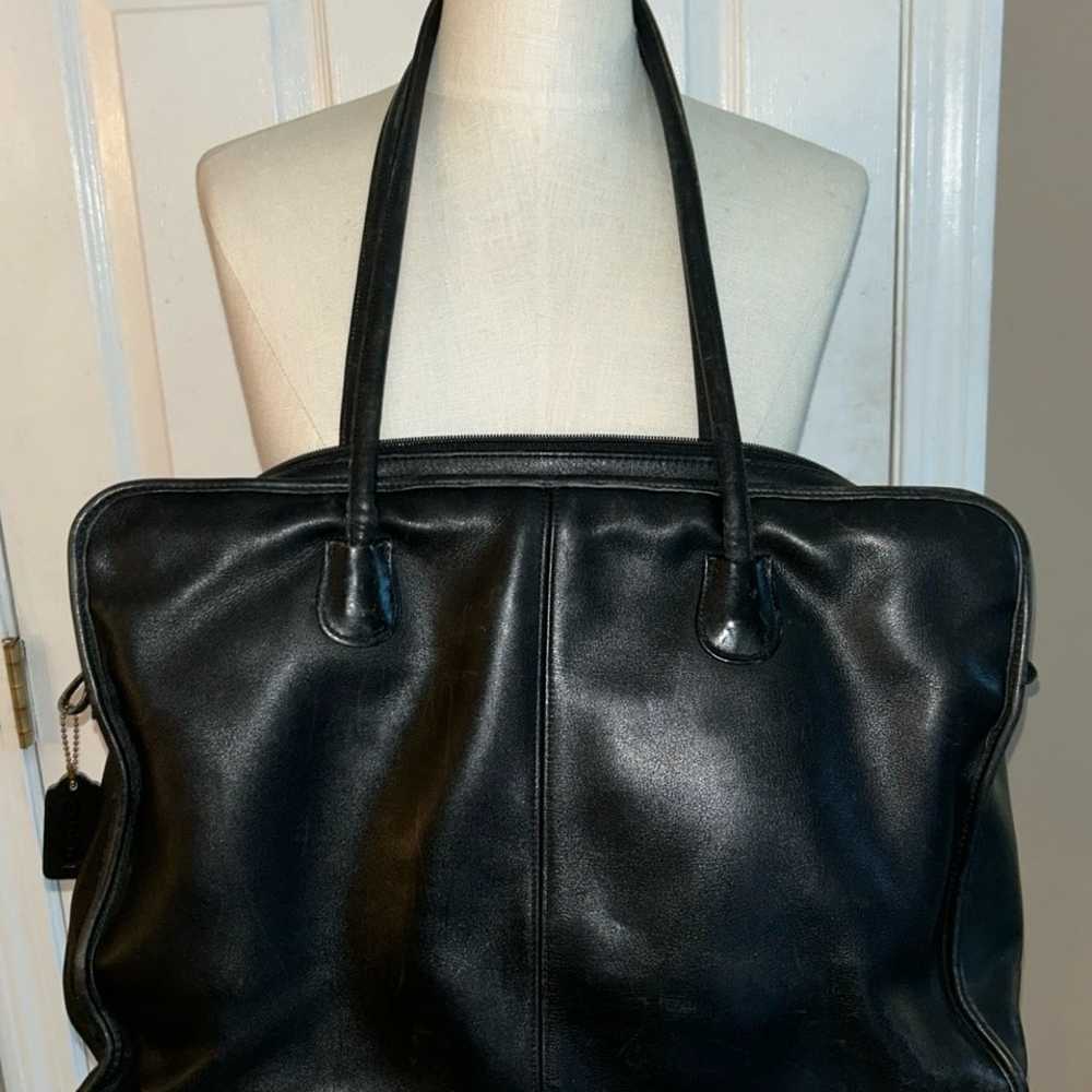 Vintage Coach black leather Messenger Bag - image 1