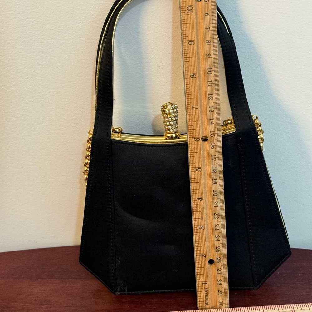 Inge Christopher Black And Gold Evening Bag Purse - image 4