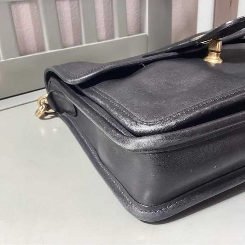 Vintage Black Leather Coach Station Bag - image 4