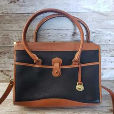 Vintage Dooney & Bourke Pebble Leather Black & Ta… - image 1