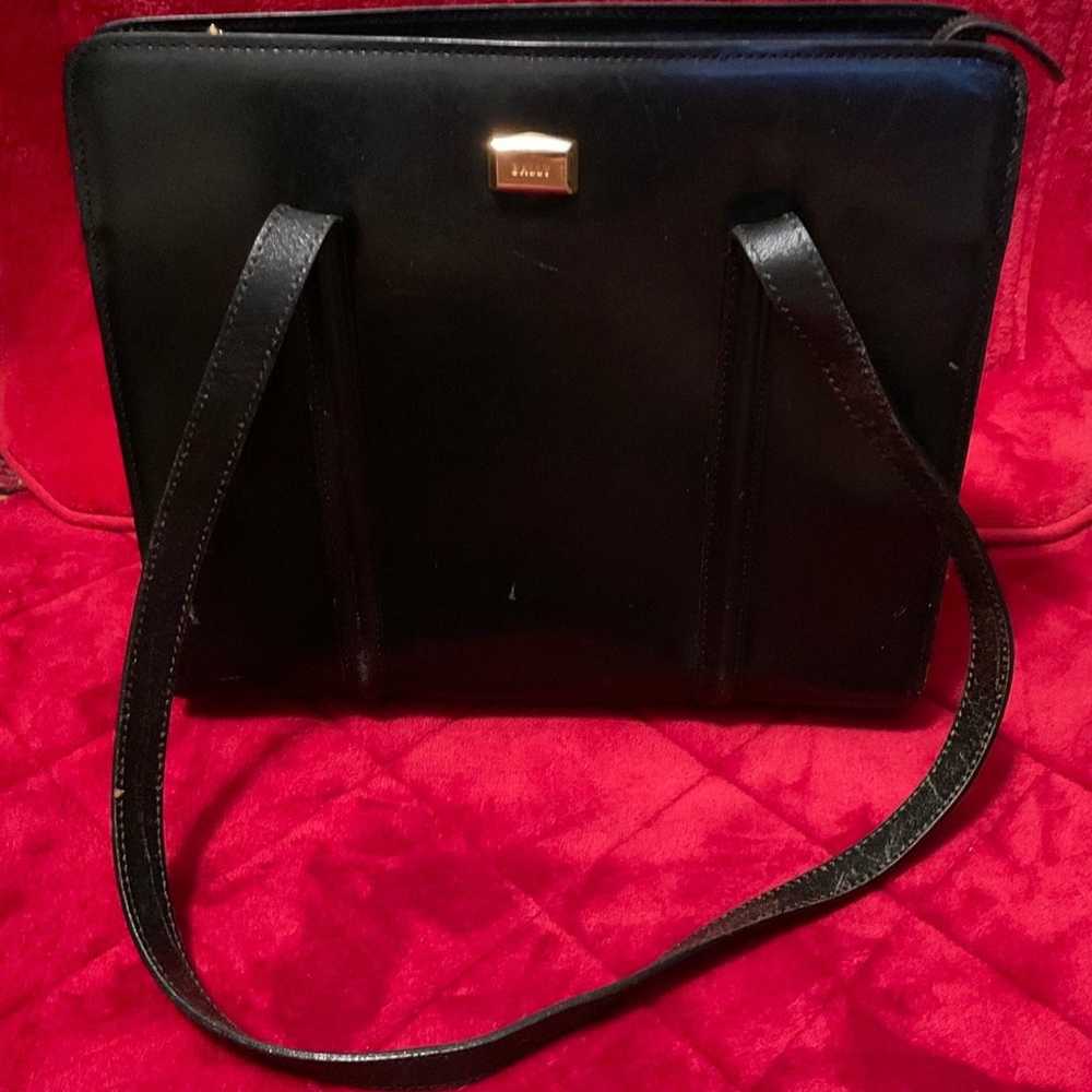 A Vintage Beautiful Black Leather Bally Tote Larg… - image 6