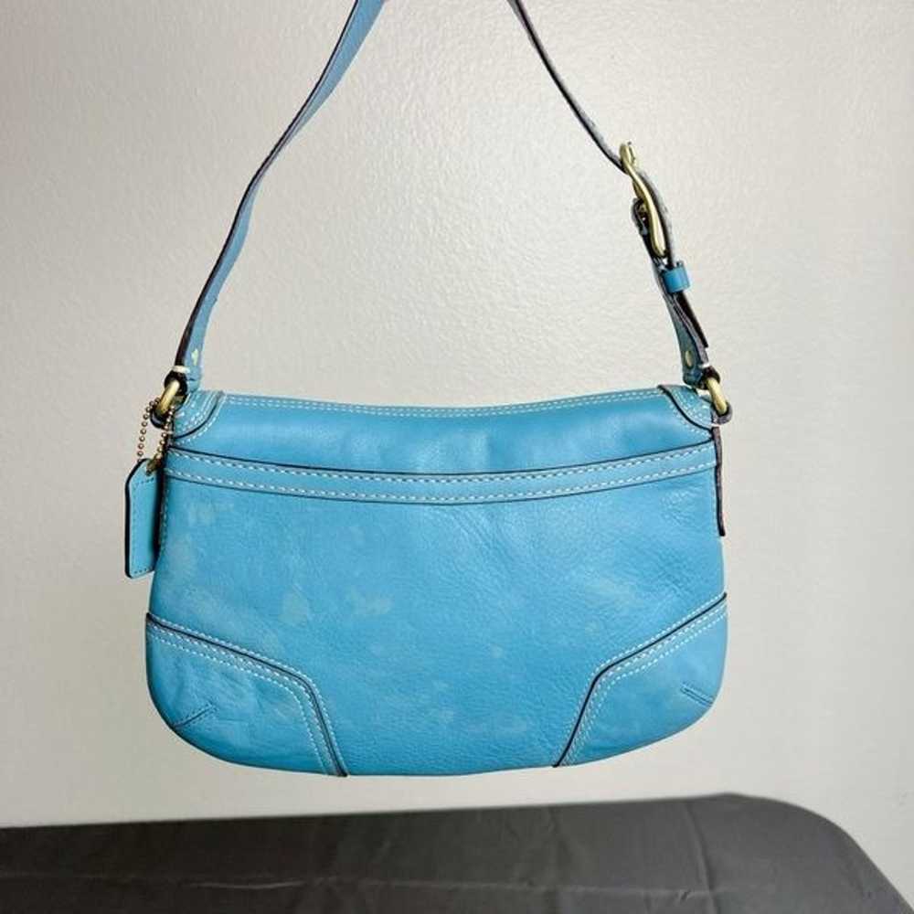 Coach Rare Y2K vintage Smooth blue Leather Soho h… - image 11