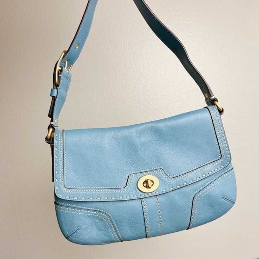 Coach Rare Y2K vintage Smooth blue Leather Soho h… - image 1