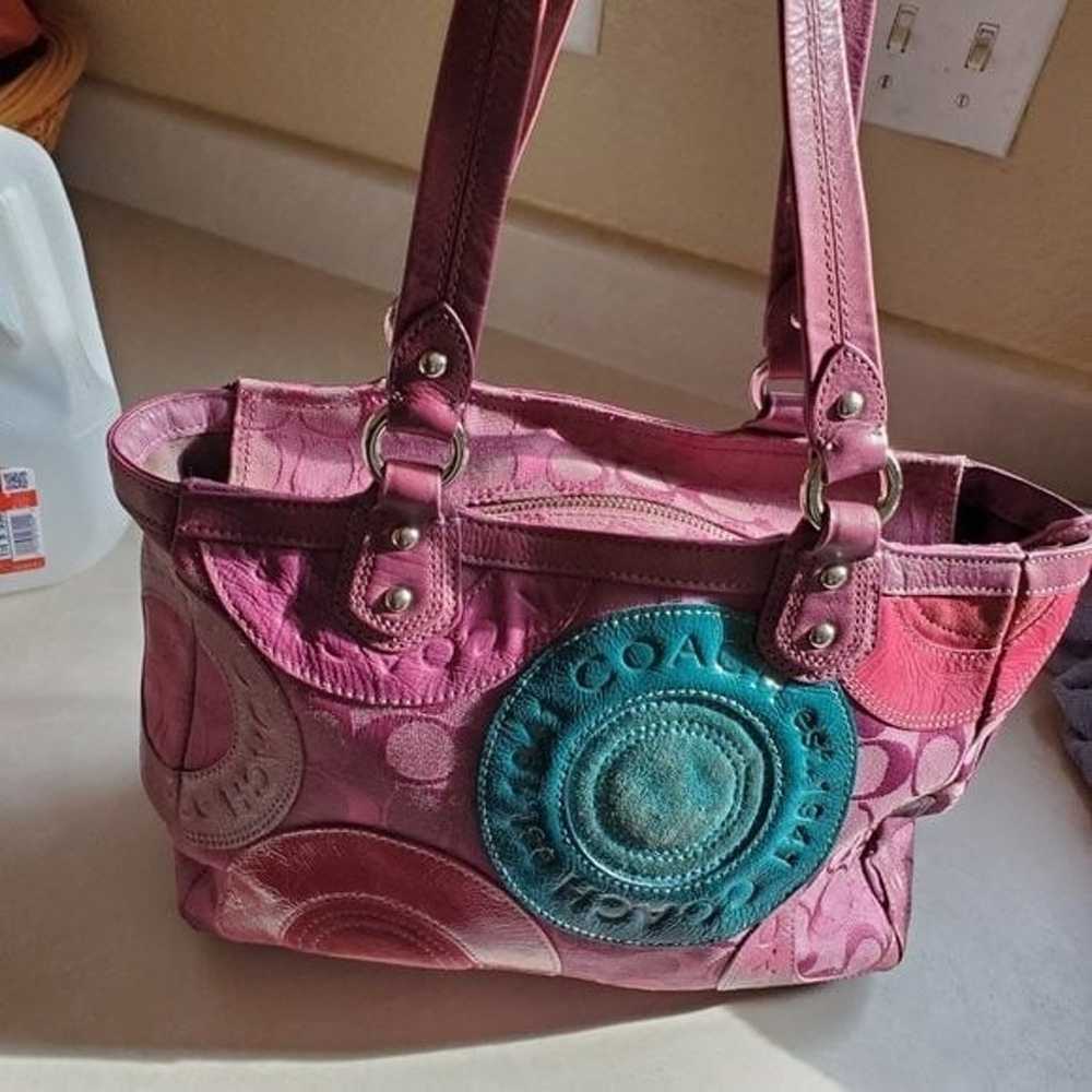 Like new Vintage Coach East West All Leather Pink… - image 2