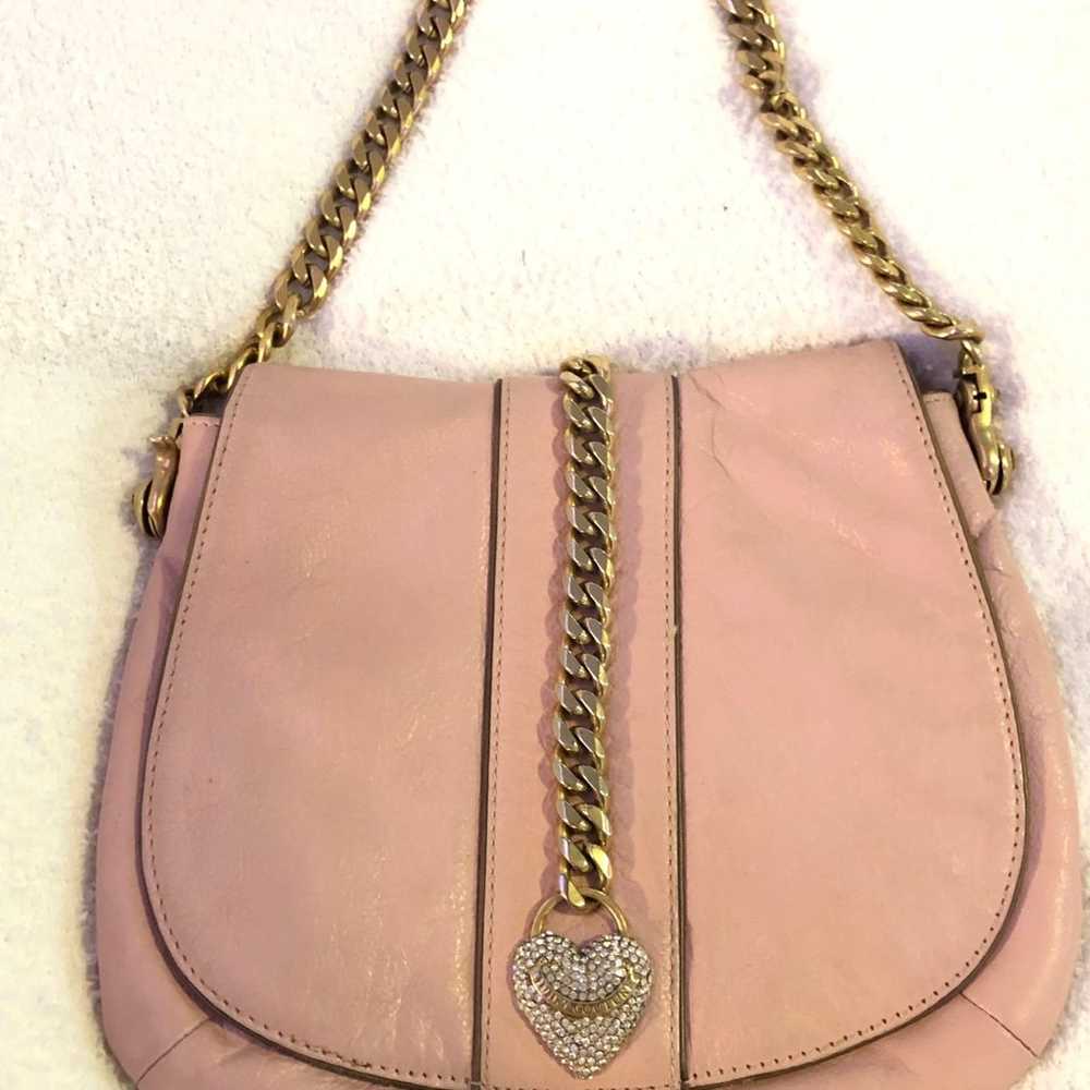 Juicy couture pink leather bag with heart rhinest… - image 1