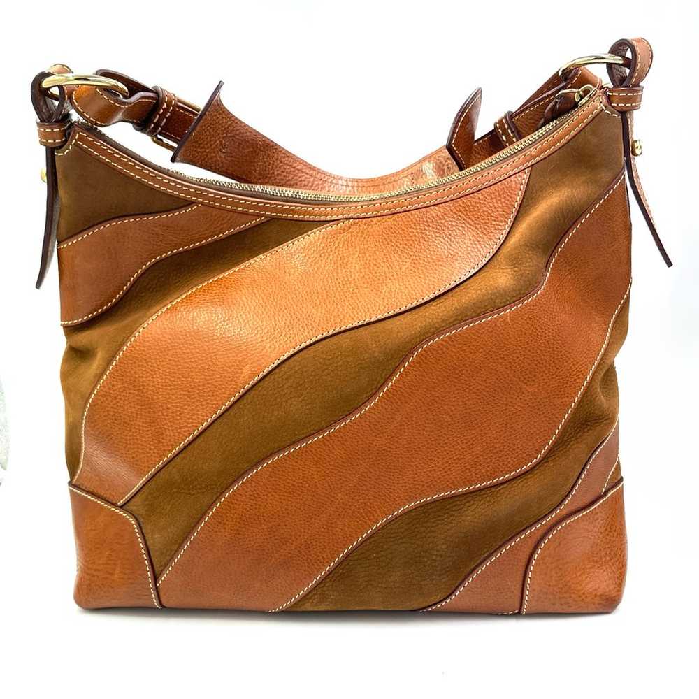 Dooney & Bourke Cognac and Tan Striped Medium Lucy - image 2