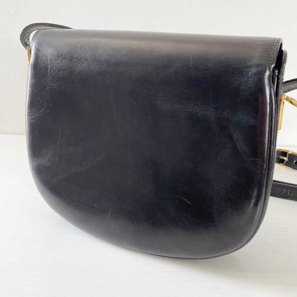 Bally vintage black box calf leather shoulder fla… - image 3