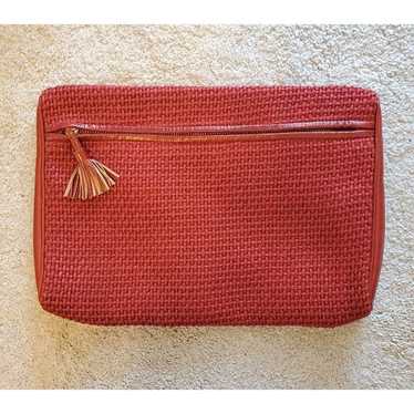 Vtg Bottega Veneta Red Woven Canvas Clutch Purse P