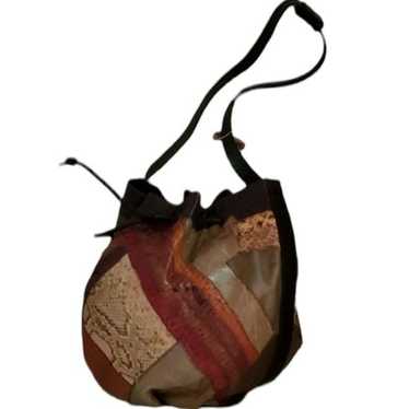 Vintage Caprice Patchwork Snakeskin Bucket Bag Sh… - image 1