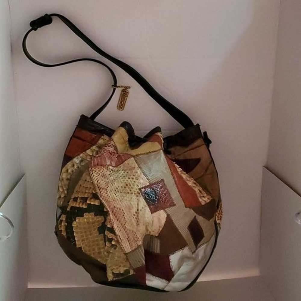 Vintage Caprice Patchwork Snakeskin Bucket Bag Sh… - image 2