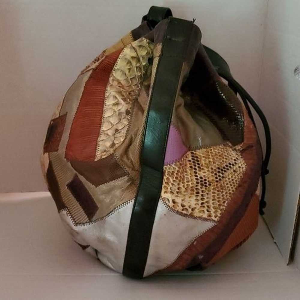 Vintage Caprice Patchwork Snakeskin Bucket Bag Sh… - image 3