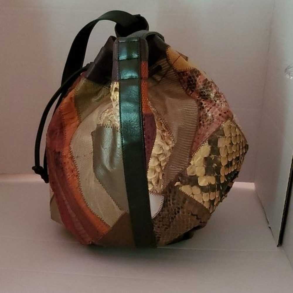 Vintage Caprice Patchwork Snakeskin Bucket Bag Sh… - image 4