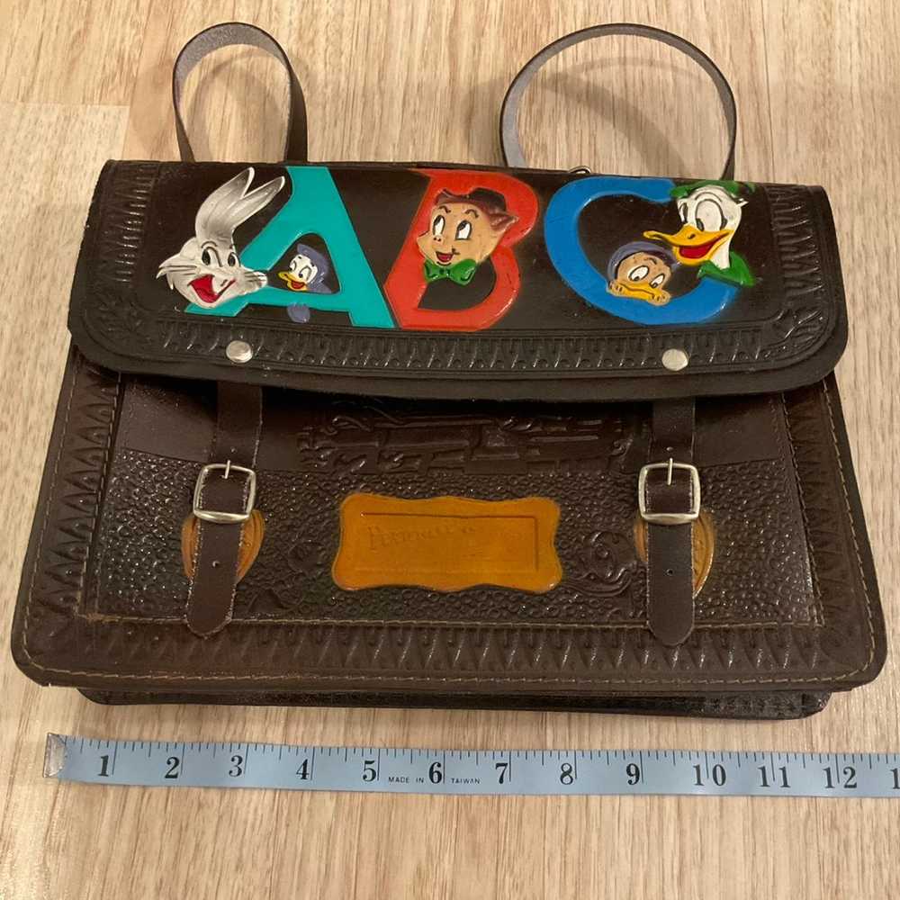 RARE Vintage Disney Looney Tunes Leather ABC Satc… - image 2