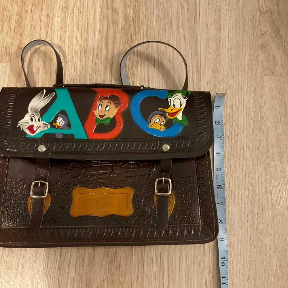 RARE Vintage Disney Looney Tunes Leather ABC Satc… - image 3