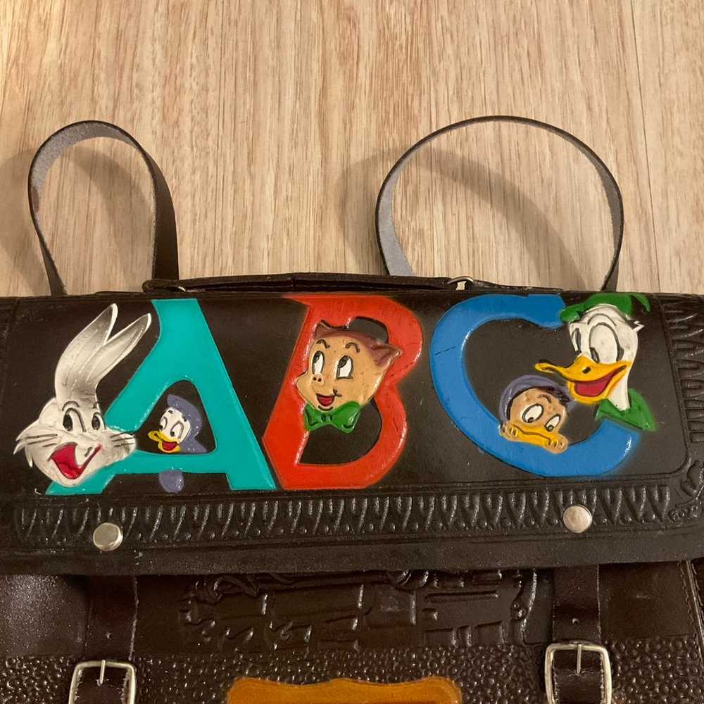 RARE Vintage Disney Looney Tunes Leather ABC Satc… - image 4