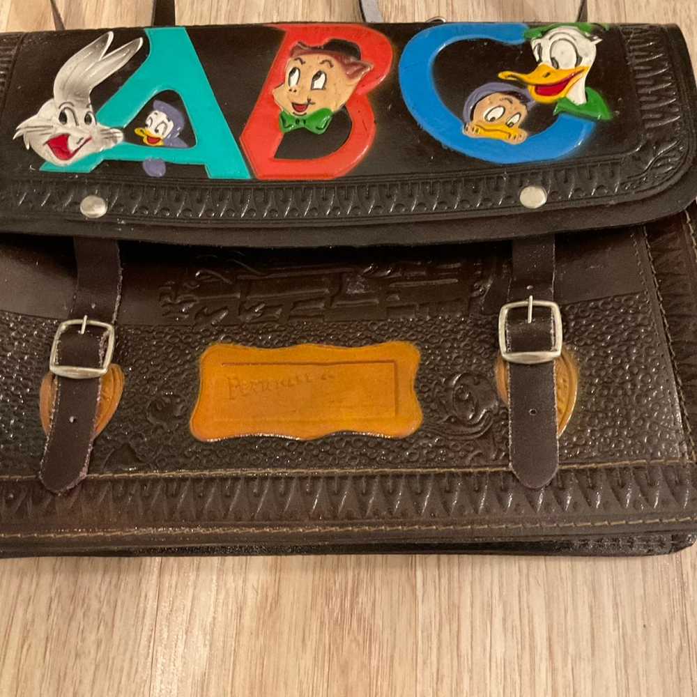 RARE Vintage Disney Looney Tunes Leather ABC Satc… - image 5